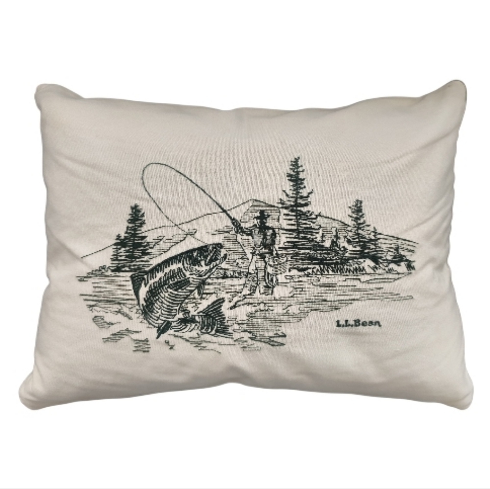 L.L.Bean Goose Down Collectible Cabin Fishing Throw Pillow 17x13 Lodge Rare